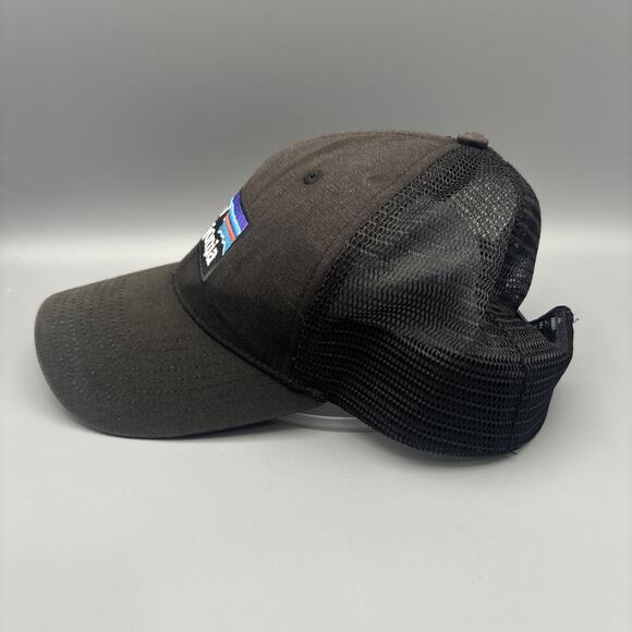 Patagonia Black Trucker Hat Snapback Mesh Cap Logo Patch One Size Adjustable - Picture 2 of 6
